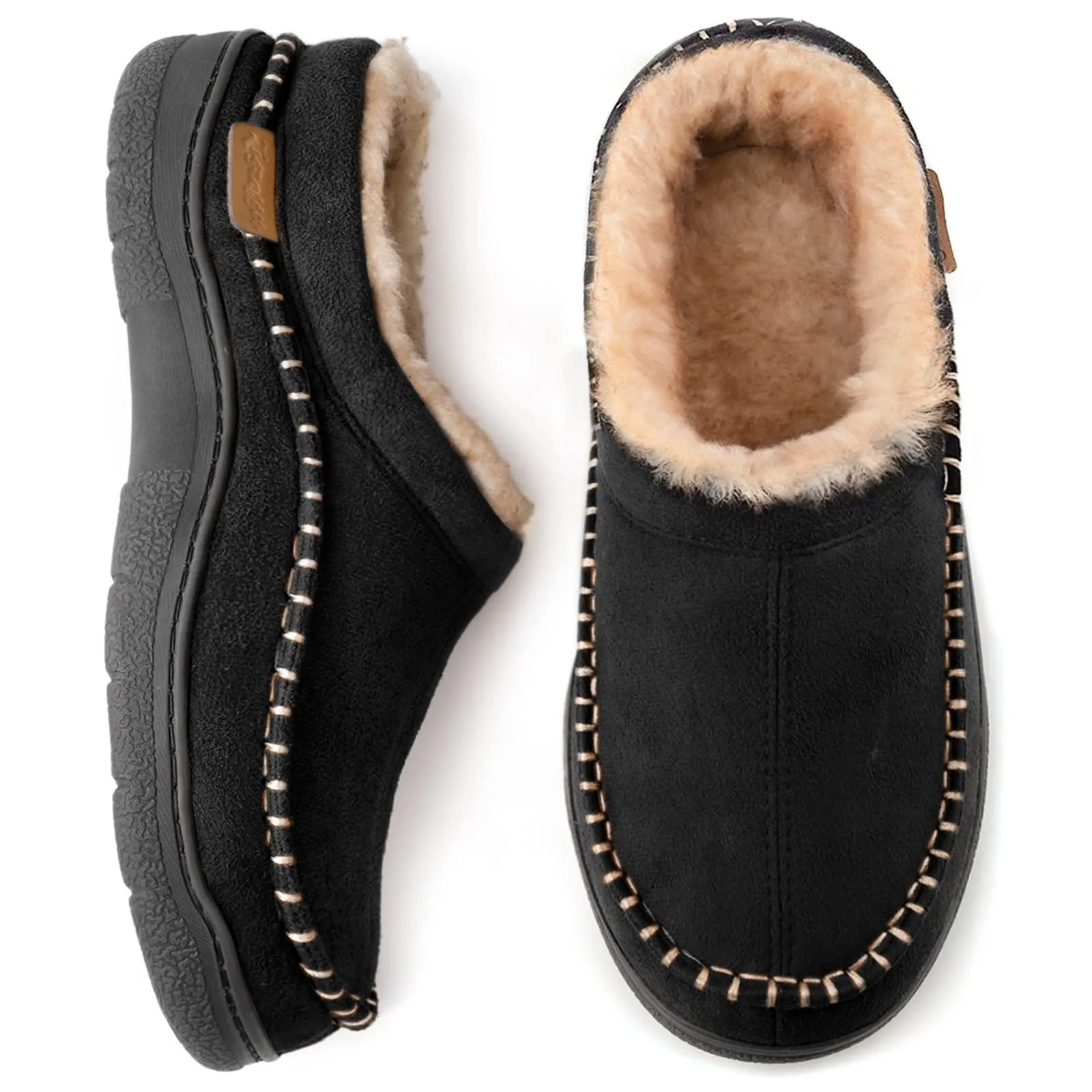 🔥🚀 Hot Sale! Limited Stock!🚀 👟Men's Daily Non-Slip Warm Plush Wide Toe Slip-On Loafers Slippers