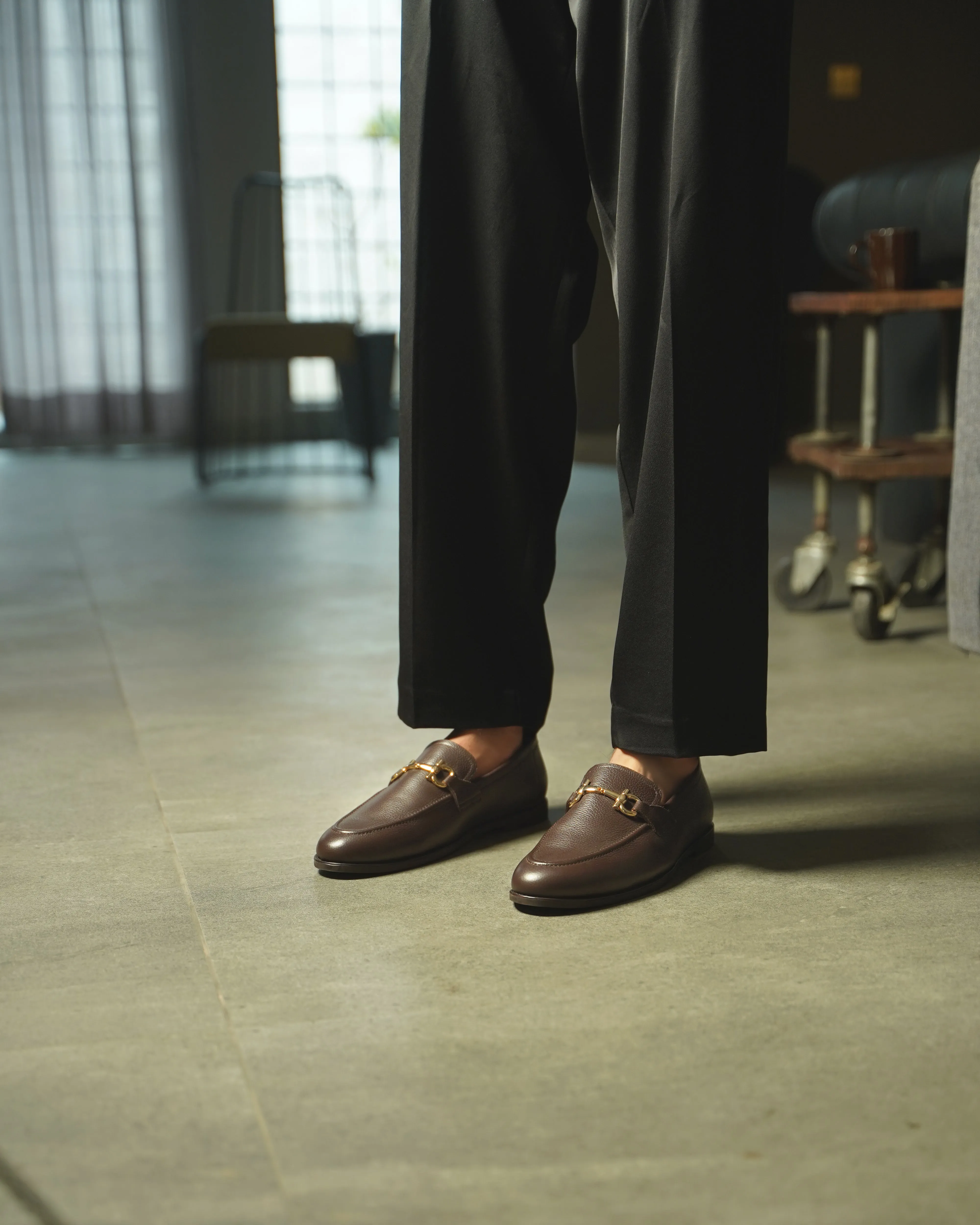 Abada - Men's  Brown Pebble Grain Leather Loafer