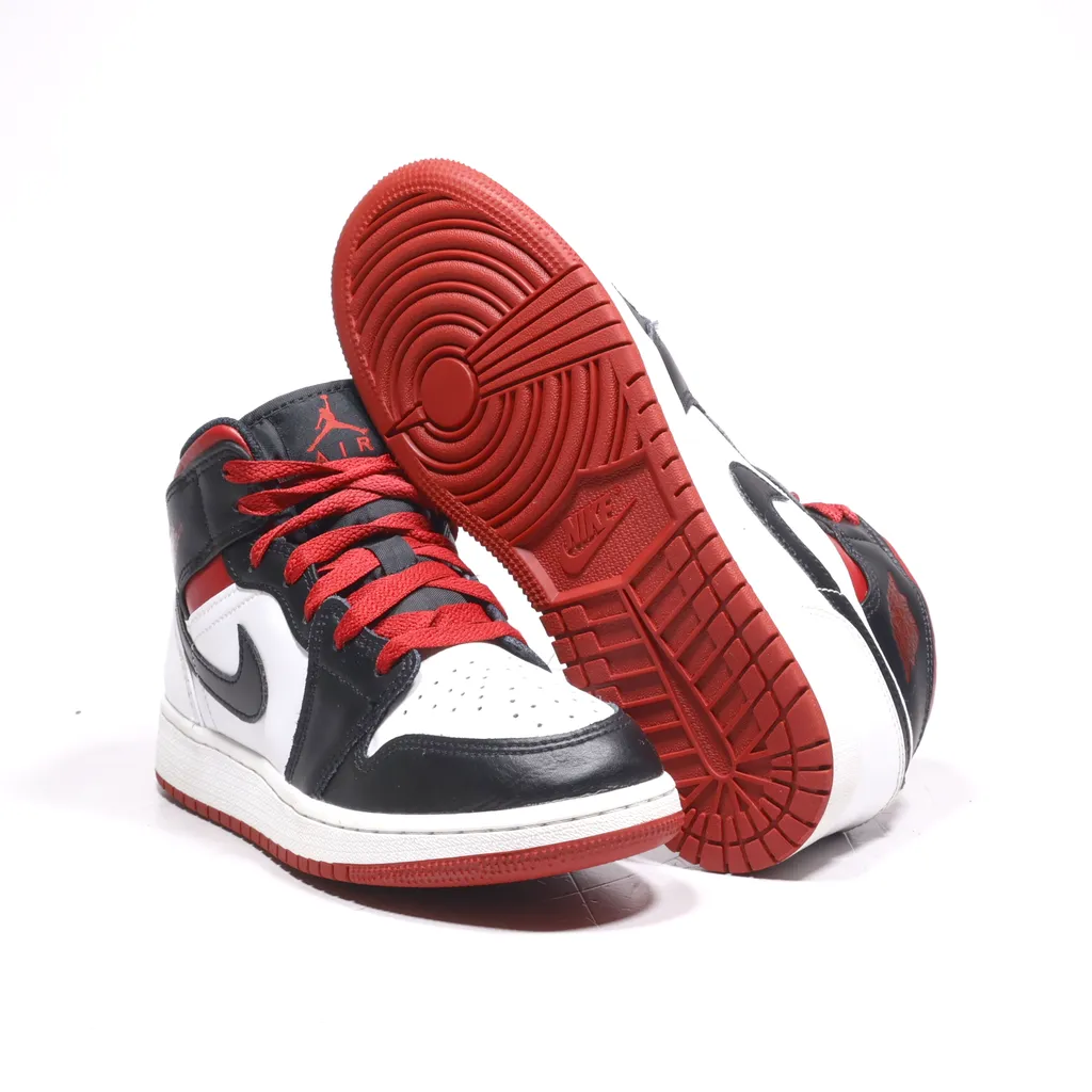 Air Jordan 1 Mid High-Top Sneakers Leather White Color For Women