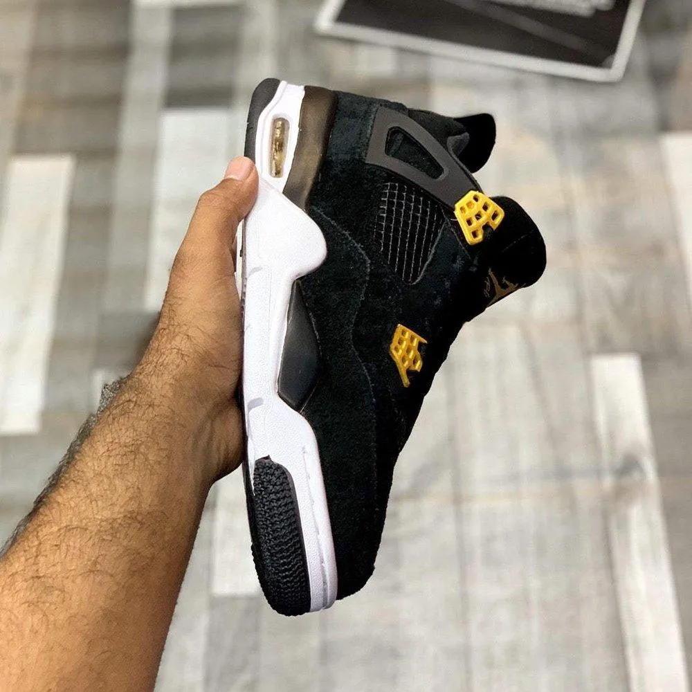Air Jordan 4 Royalty - Black/Metallic Gold Sneakers | Classic Style with a Touch of Luxury