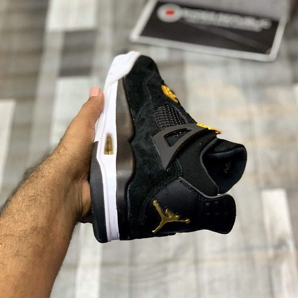 Air Jordan 4 Royalty - Black/Metallic Gold Sneakers | Classic Style with a Touch of Luxury