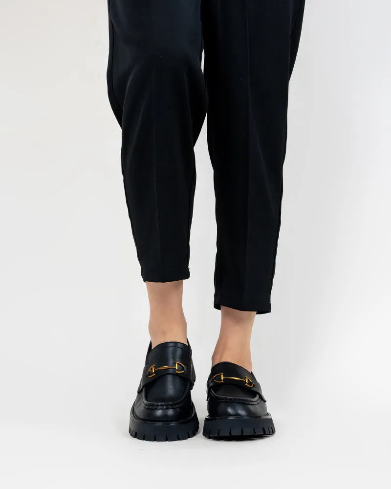 Alina Bee Embroidery Platform Leather Loafers