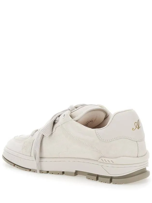 'Area Haze' Beige Low Top Sneakers With Laminated Leather In Suede Blend Man