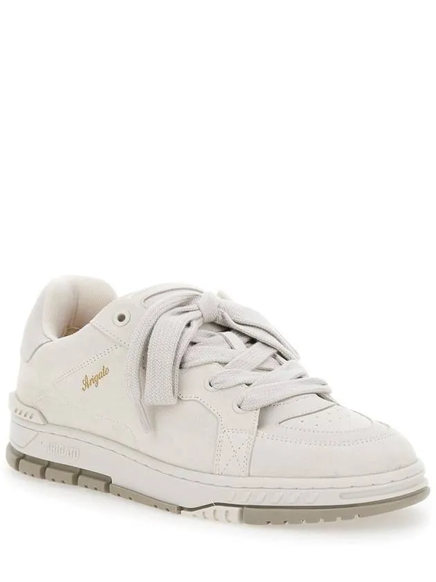 'Area Haze' Beige Low Top Sneakers With Laminated Leather In Suede Blend Man