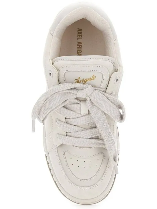 'Area Haze' Beige Low Top Sneakers With Laminated Leather In Suede Blend Man