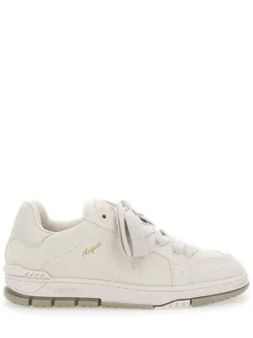 'Area Haze' Beige Low Top Sneakers With Laminated Leather In Suede Blend Man