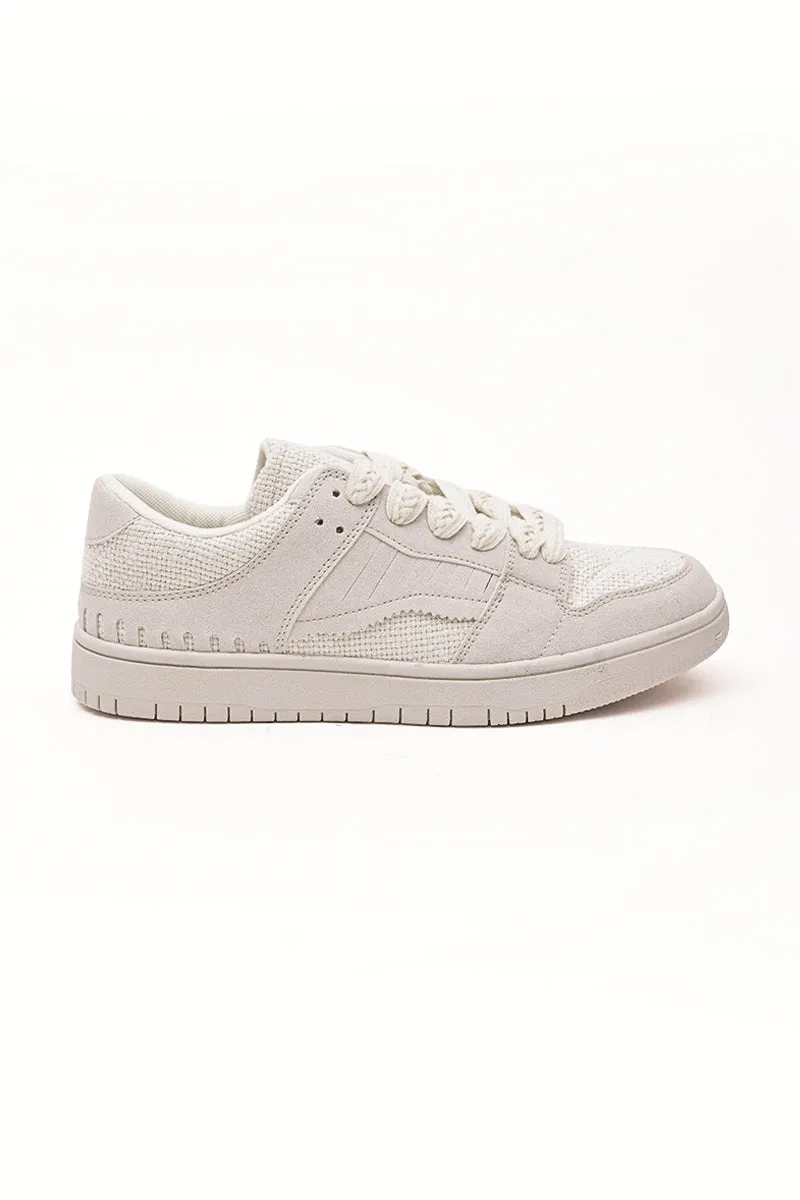 Beige Textured Sneakers