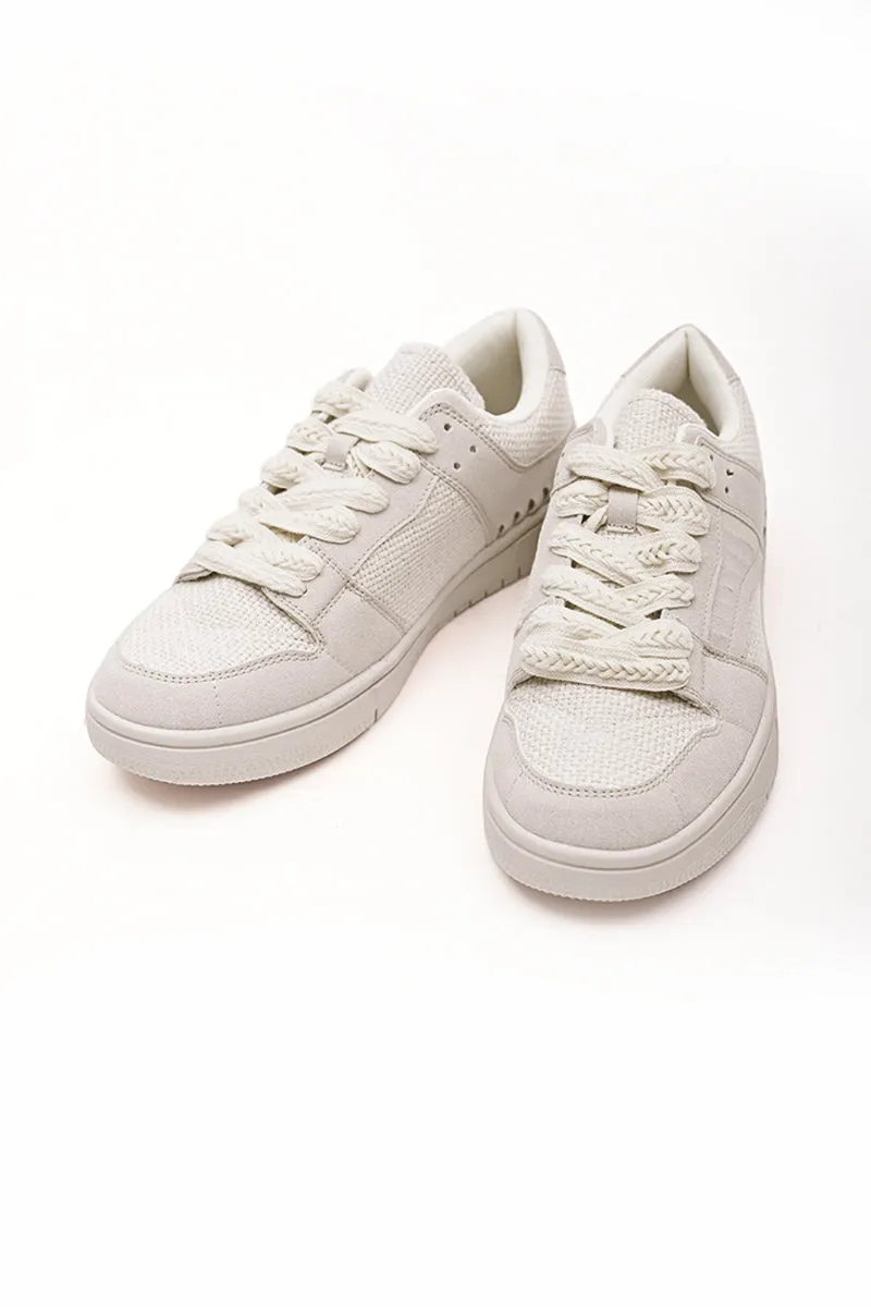 Beige Textured Sneakers