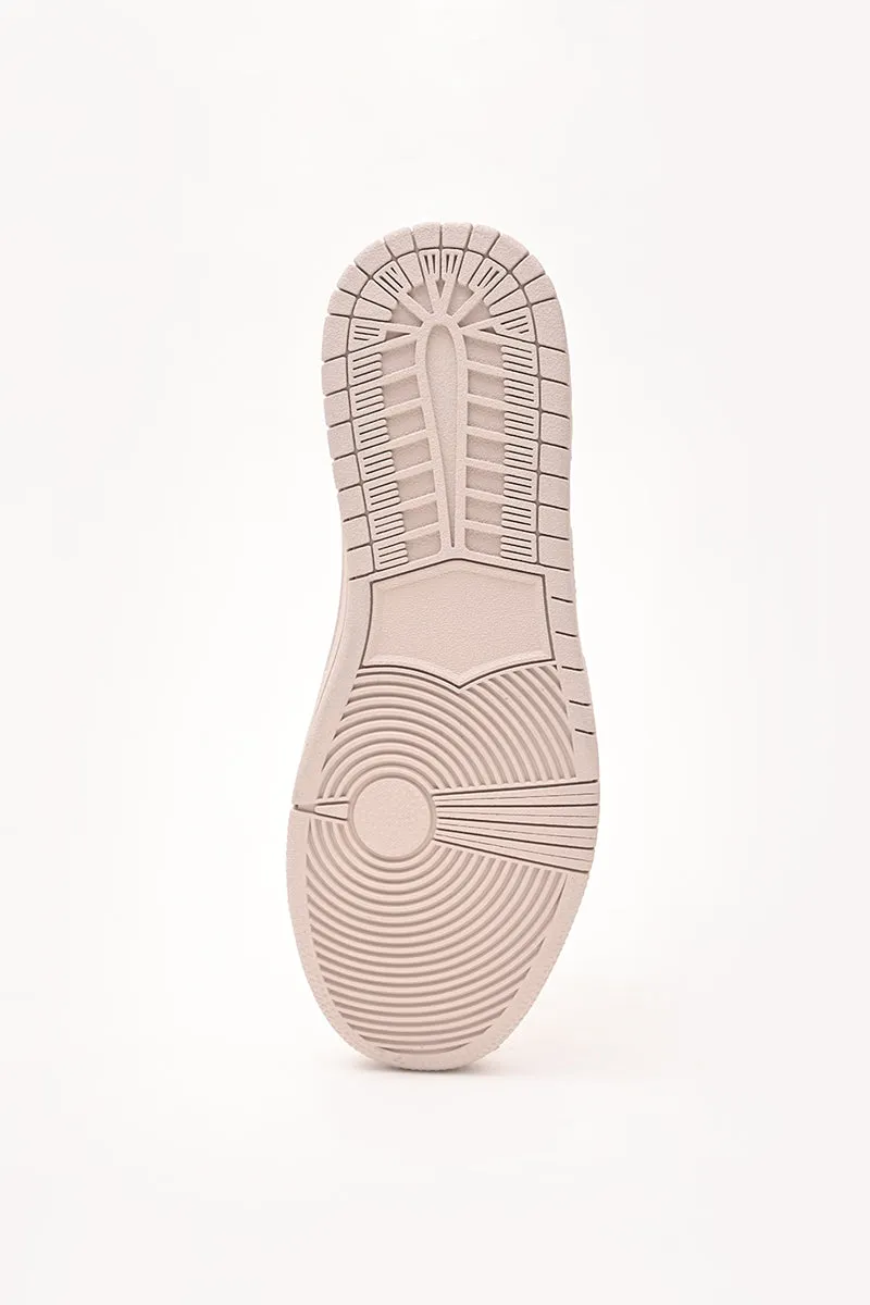 Beige Textured Sneakers