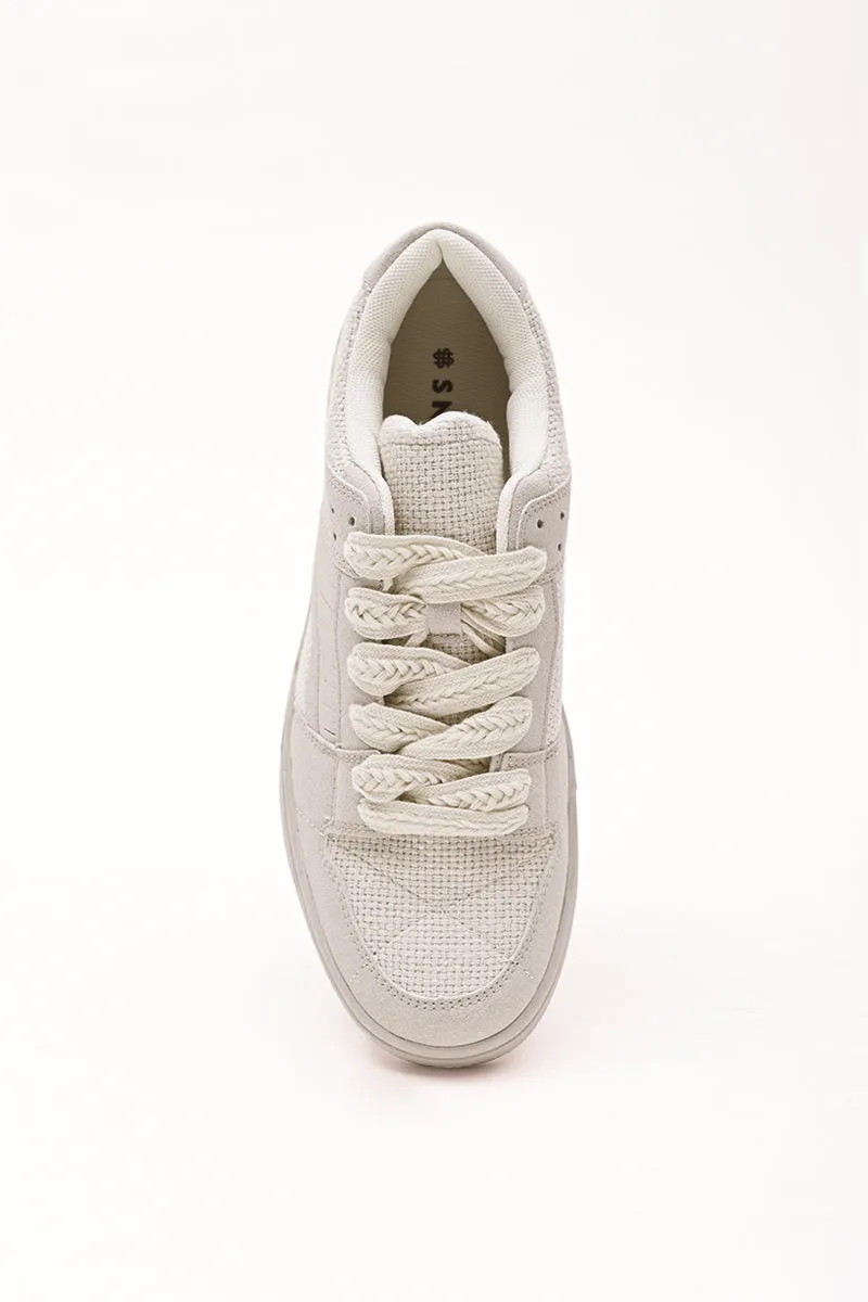 Beige Textured Sneakers