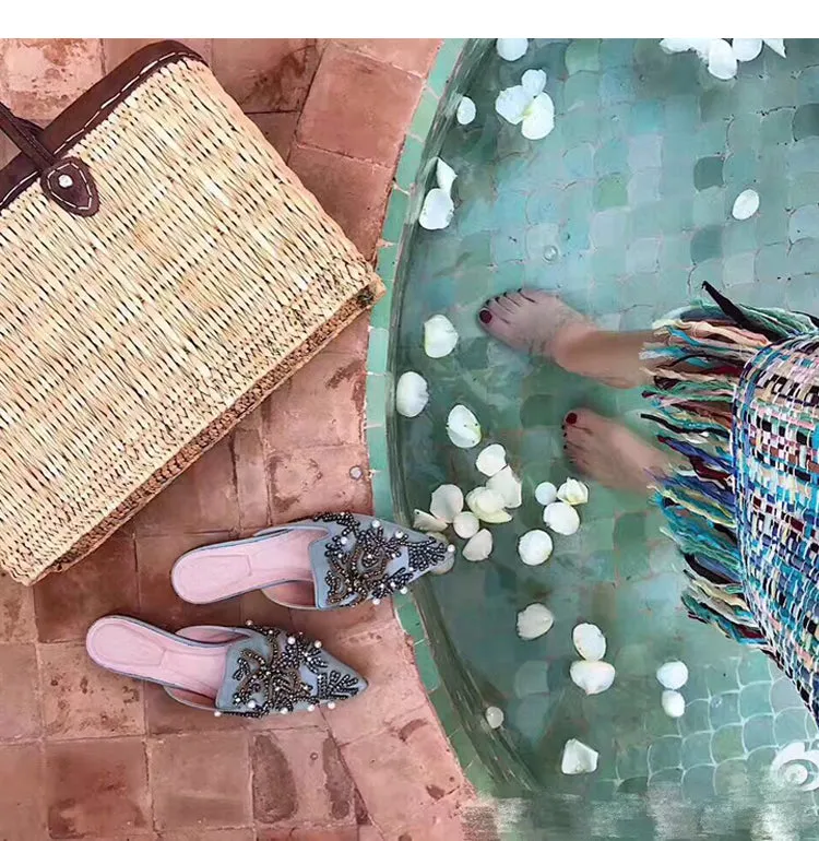 BOOPDO DESIGN EMBELLISHED BEADED BACKLESS LOAFERS