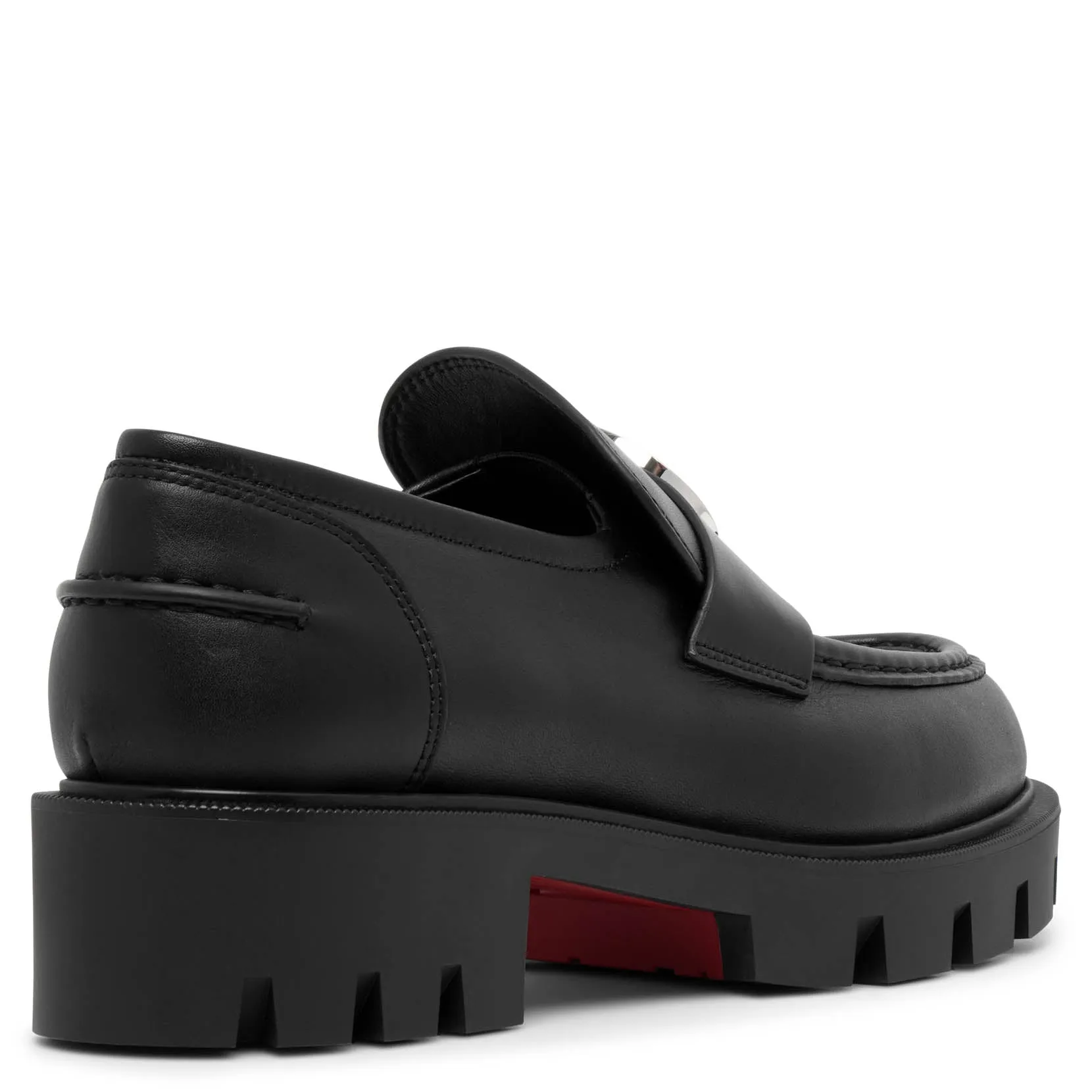 CL Moc lug black leather flats