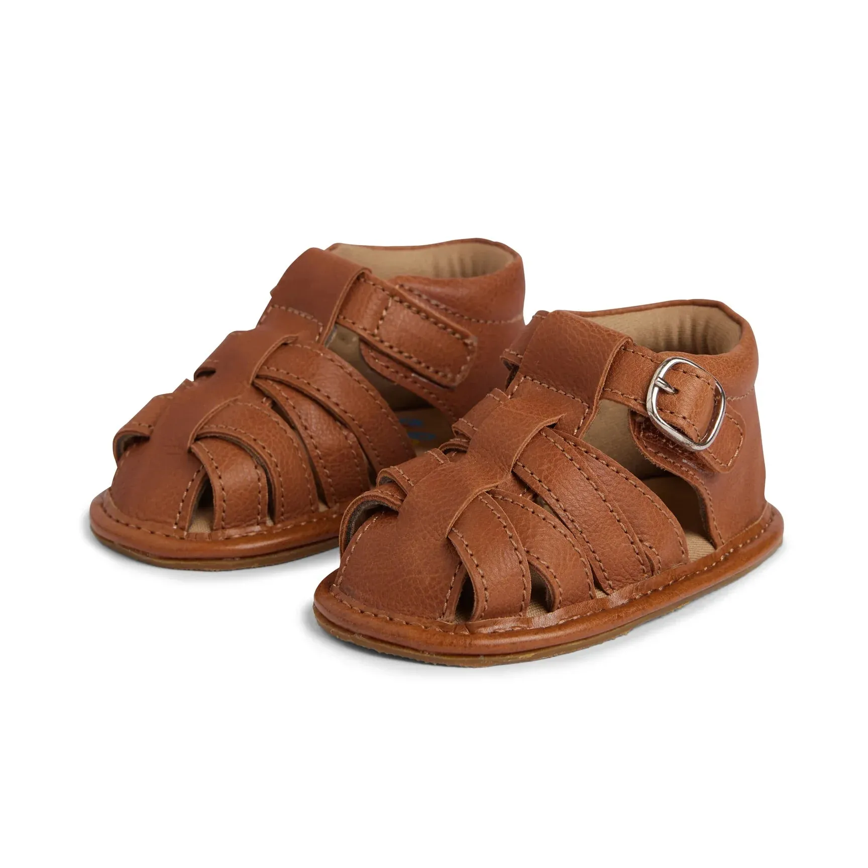 Crisscross Single Strap Baby Sandals - Tan Brown