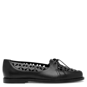 Delirium black laser cut leather loafer