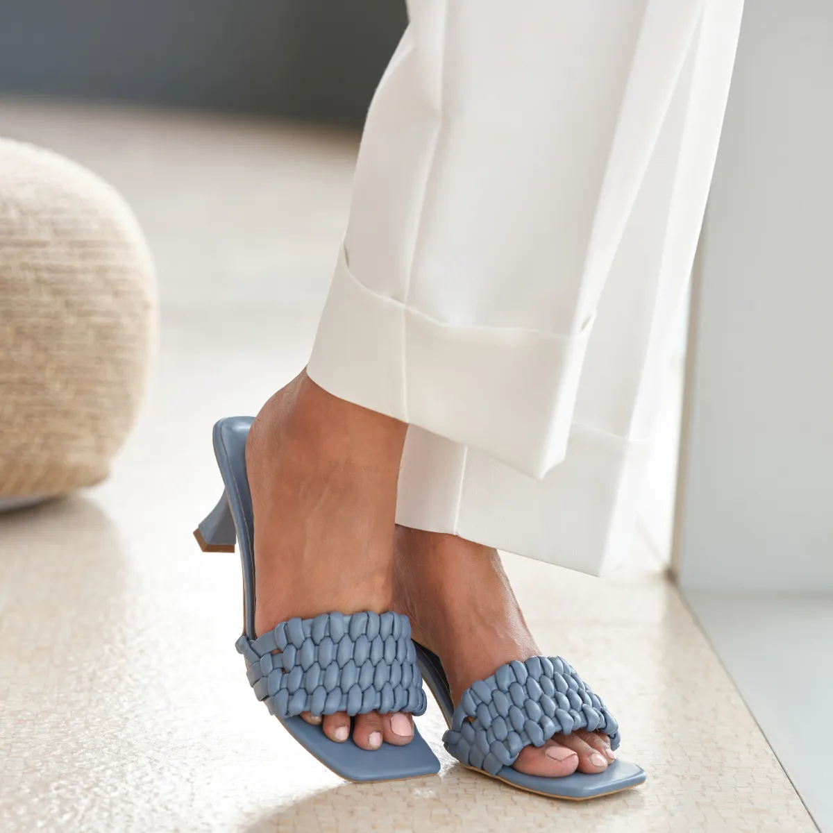 Denim Blue Braided Heels
