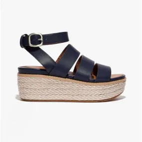 ELOISE Ladies Espadrille Strappy Wedge Sandals Midnight Navy