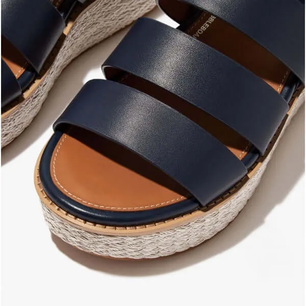 ELOISE Ladies Espadrille Strappy Wedge Sandals Midnight Navy