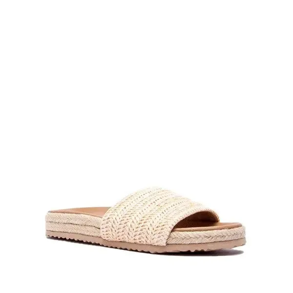 Espadrille Beige Knit Flat Sandals