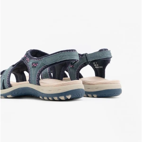 FAIRMONT Ladies Touch Fasten Leather Sandals Navy
