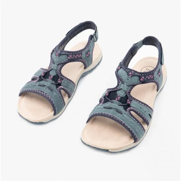 FAIRMONT Ladies Touch Fasten Leather Sandals Navy