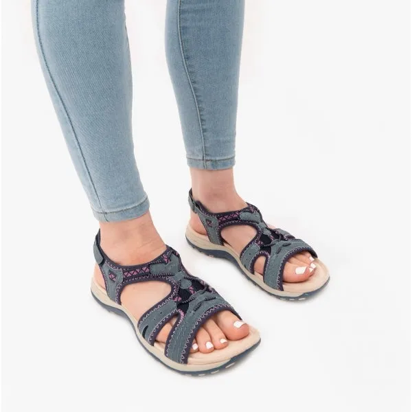 FAIRMONT Ladies Touch Fasten Leather Sandals Navy