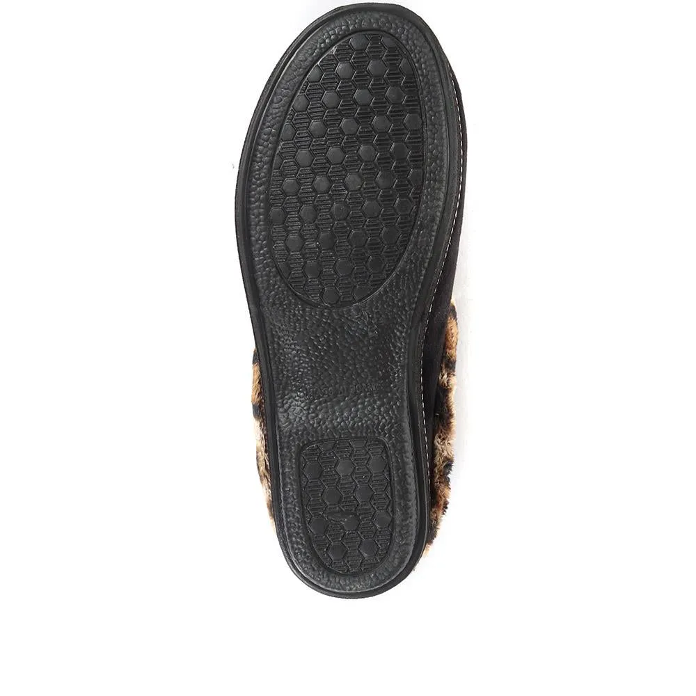 Faux Fur Trimmed Mule Slippers - RELAX34011 / 320 661