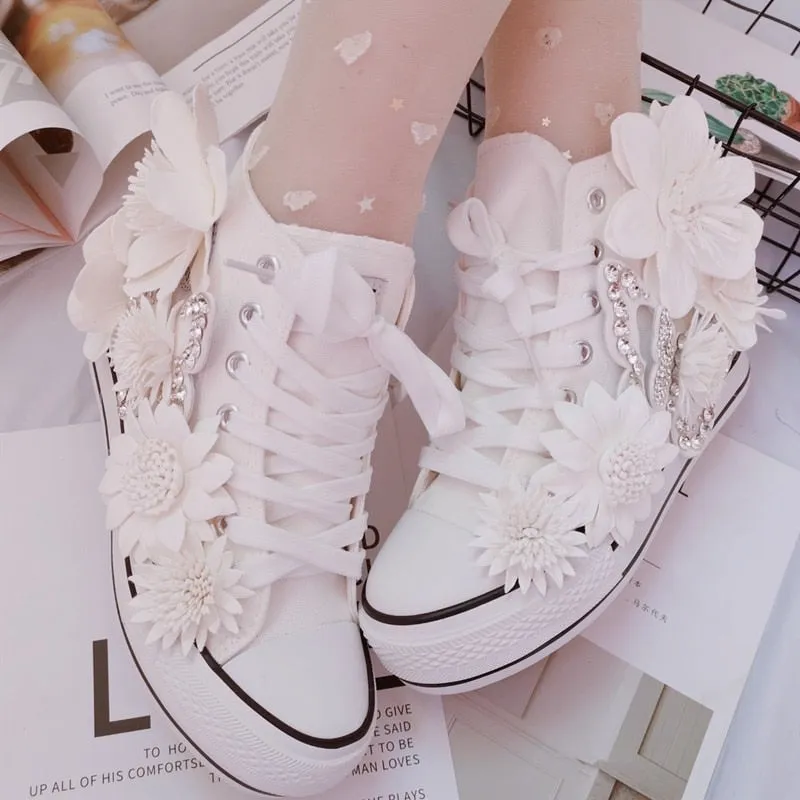 Flower High-top Canvas Sneakers