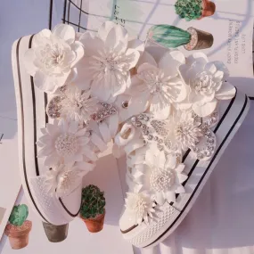 Flower High-top Canvas Sneakers