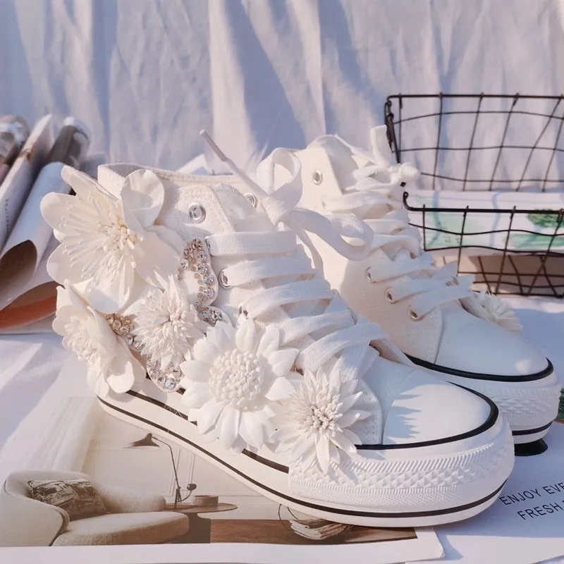 Flower High-top Canvas Sneakers
