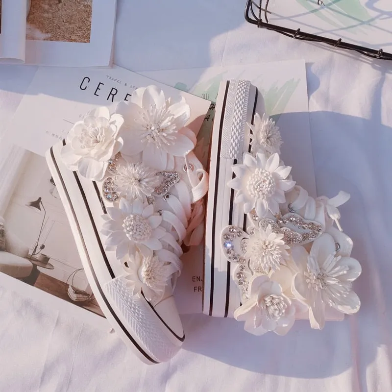Flower High-top Canvas Sneakers