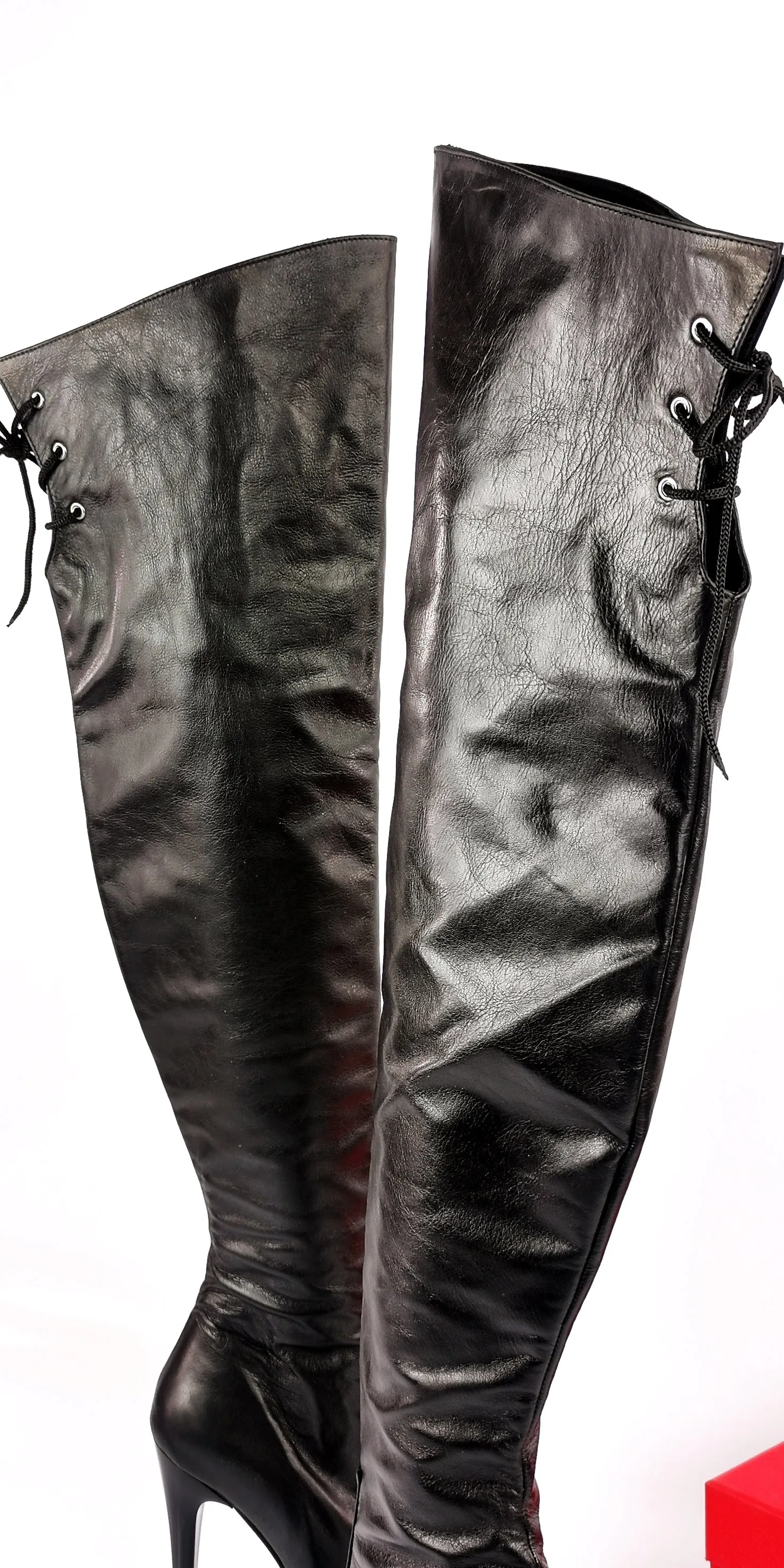 Genuine Leather Over The Knee Black Boots