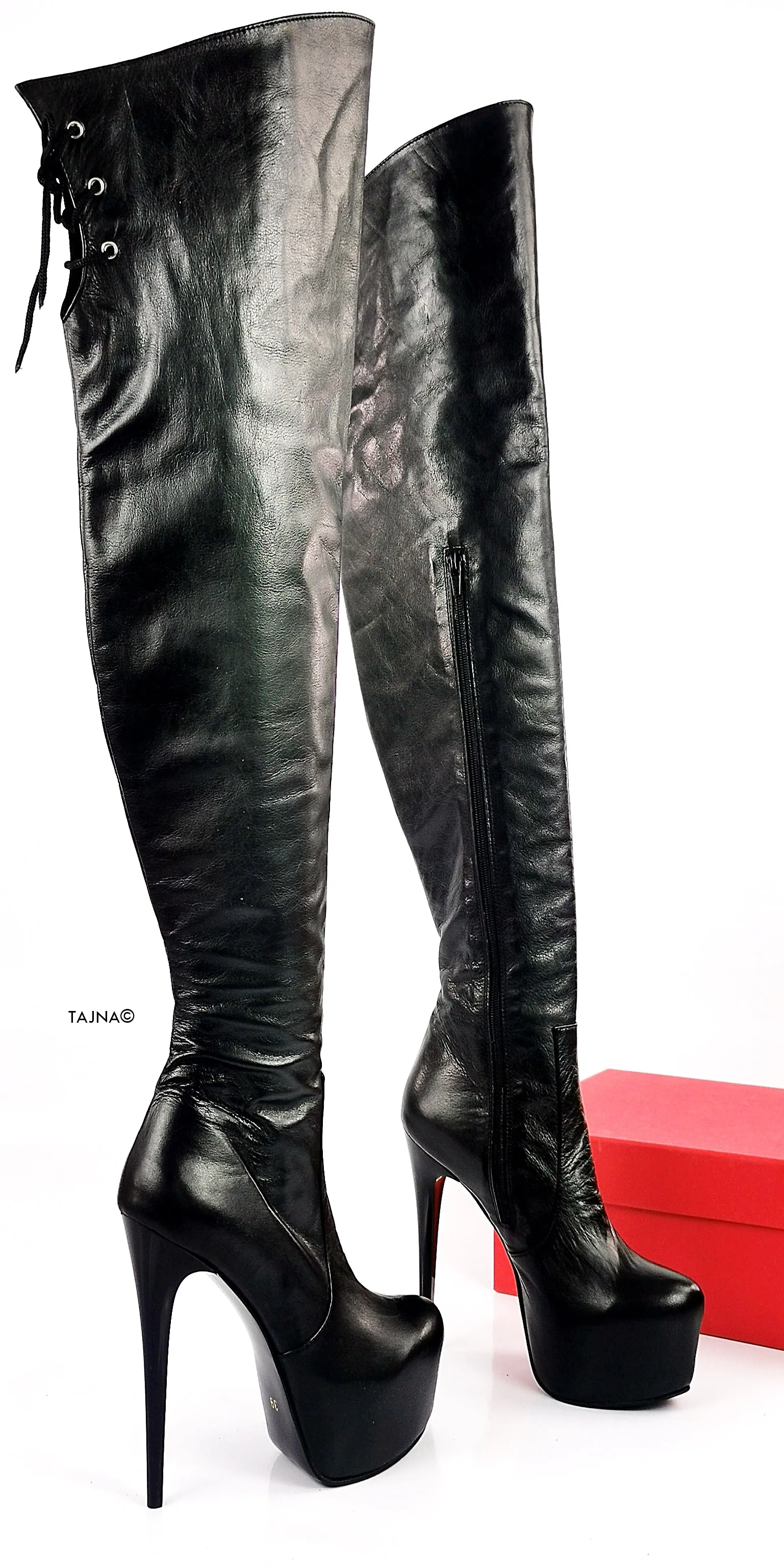 Genuine Leather Over The Knee Black Boots