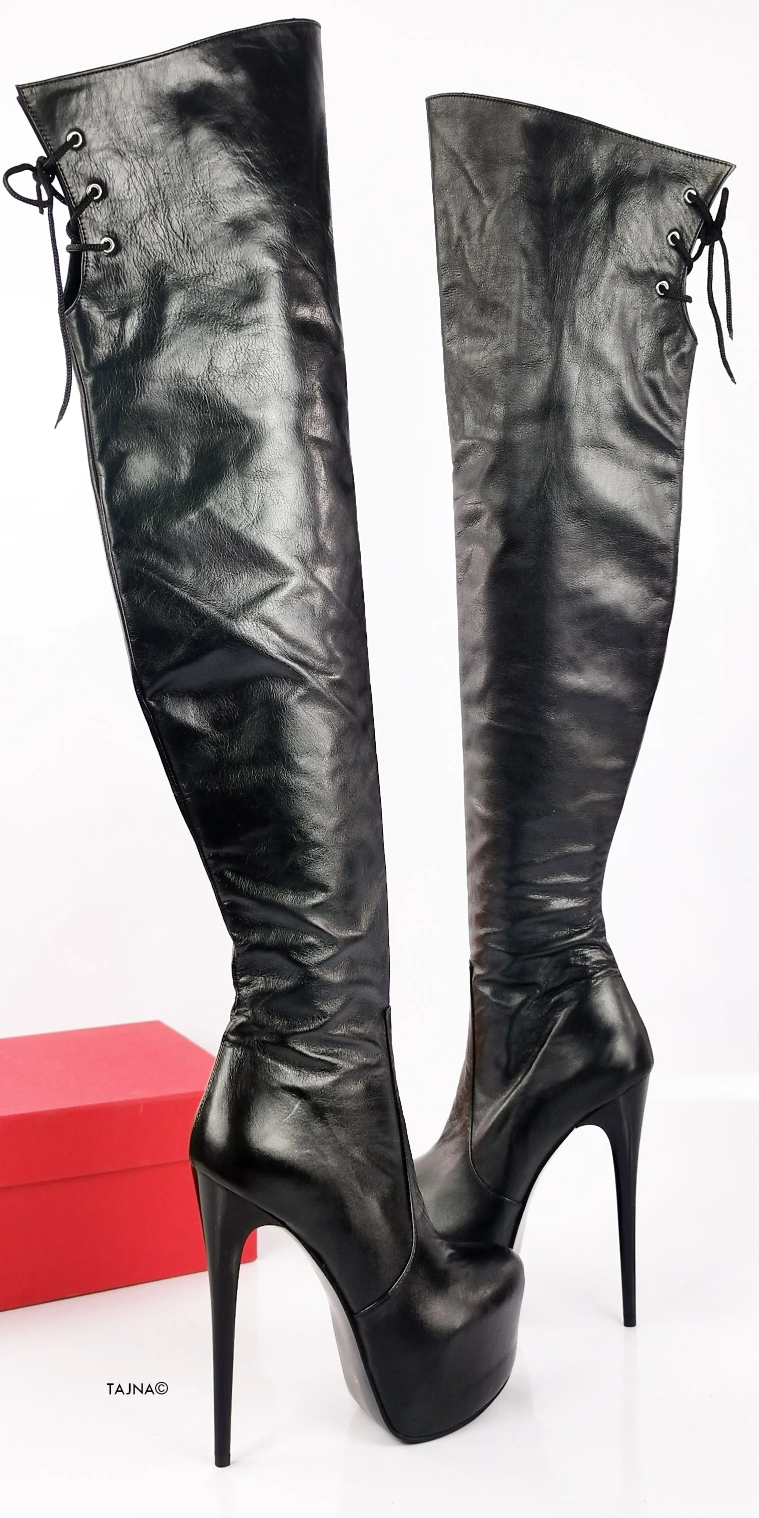 Genuine Leather Over The Knee Black Boots