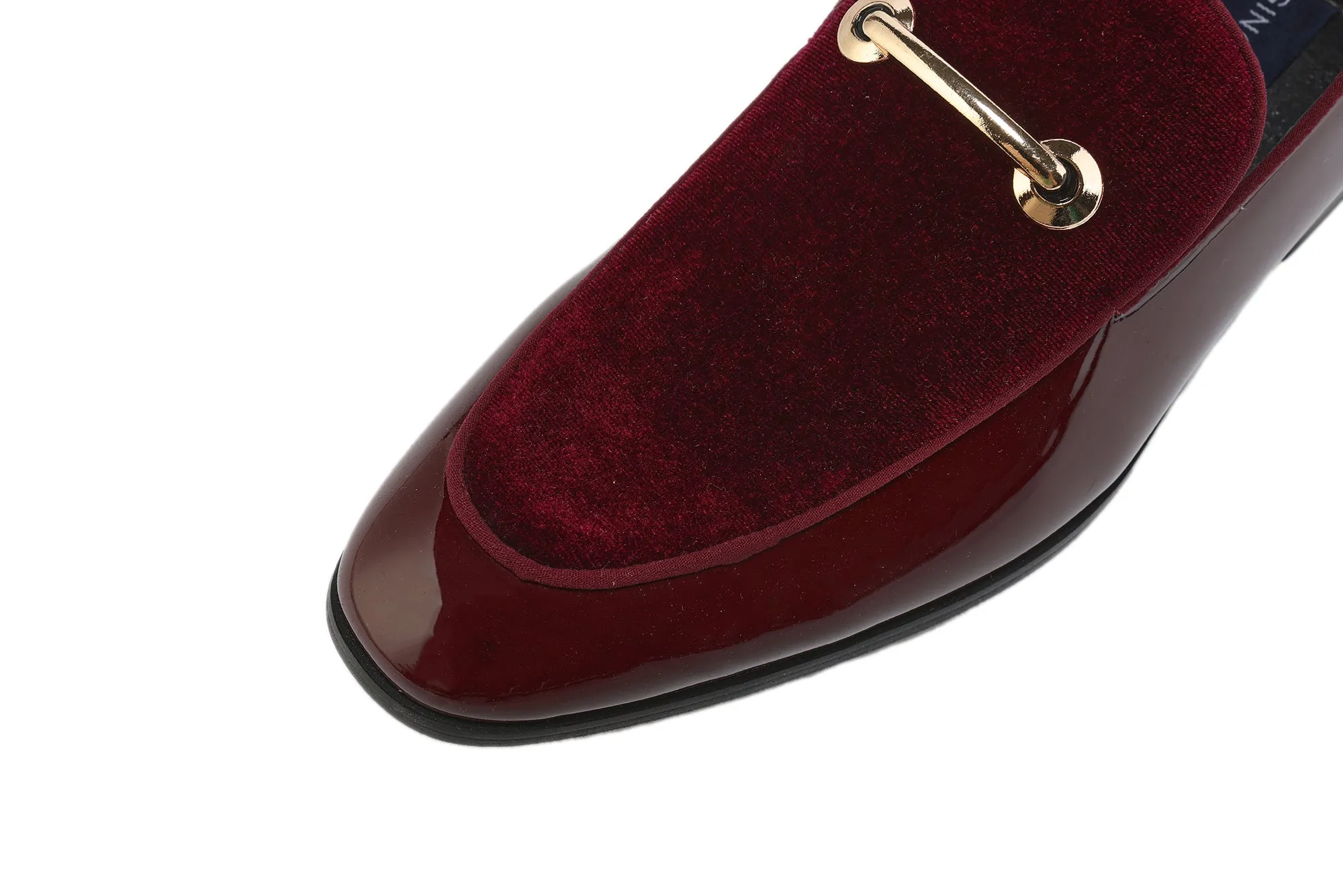 Gino Vitale Velvet & Patent Leather Slip On Dress Loafer