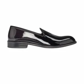Handmade Custom Patent Leather Black Mens Loafers