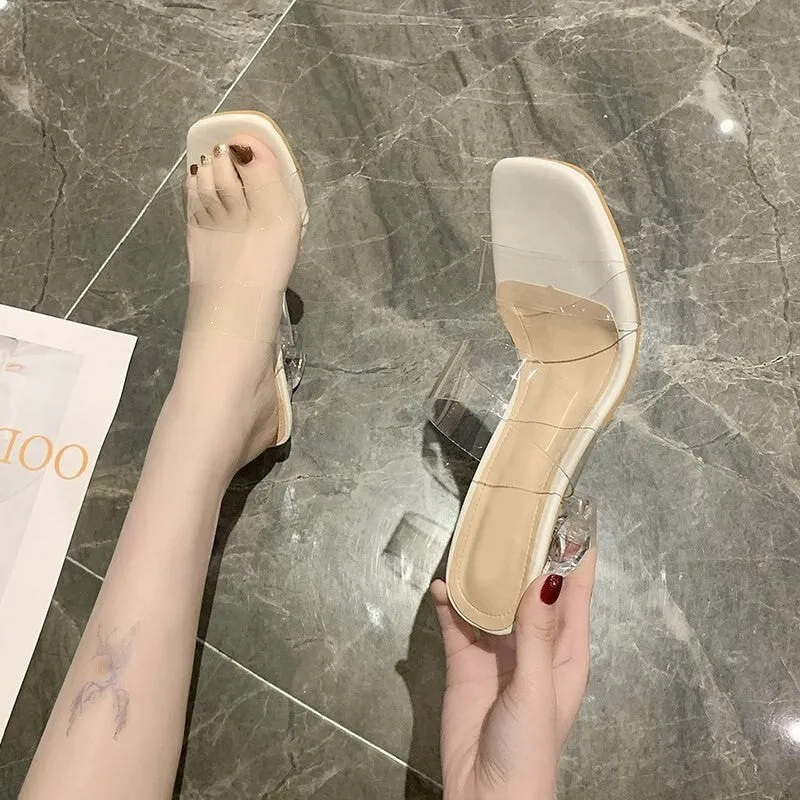 Heels Shoes Woman Transparent Sandals
