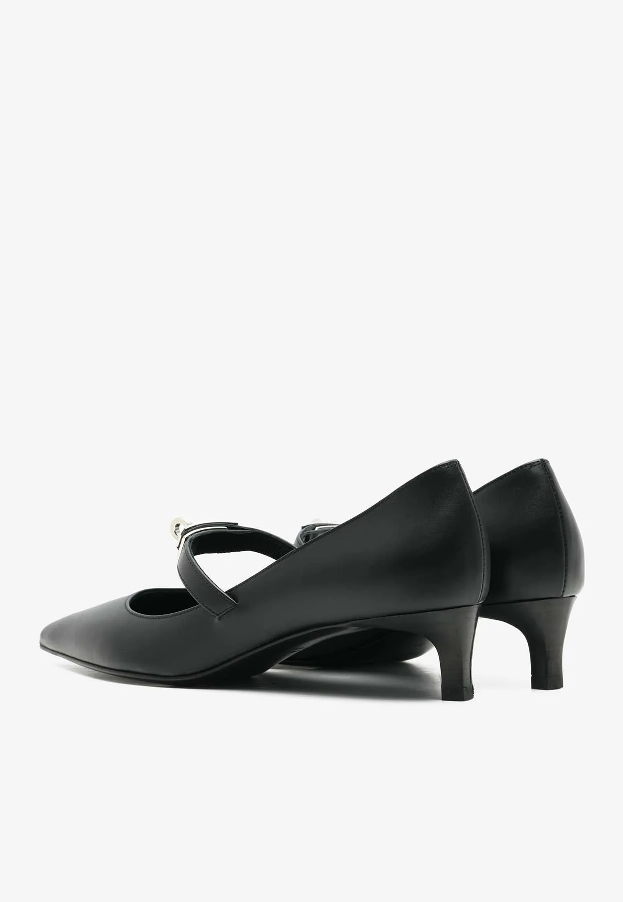 Kiara 40 Pumps in Black Calfskin with Palladium Hardware