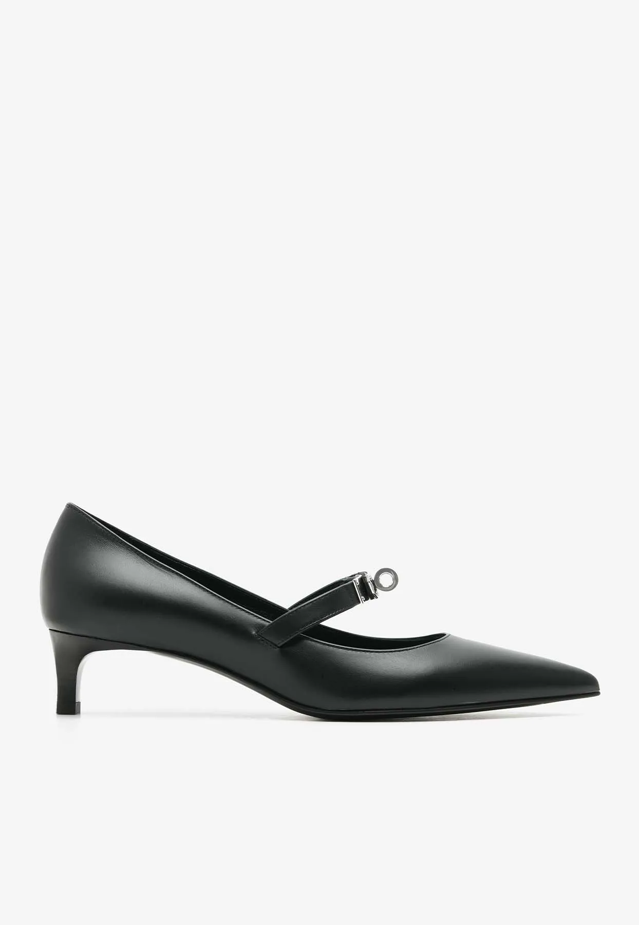 Kiara 40 Pumps in Black Calfskin with Palladium Hardware