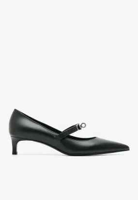 Kiara 40 Pumps in Black Calfskin with Palladium Hardware