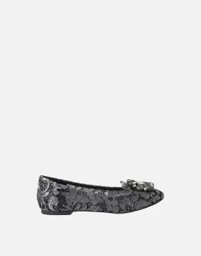 Lace Crystal Ballet Flats