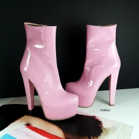 Light Pink Patent Platform Ankle Booties