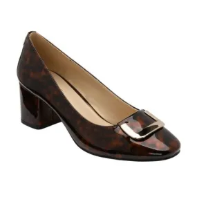 Lotus "Aubrey" Tortoise Shell Patent Block Heeled Shoe