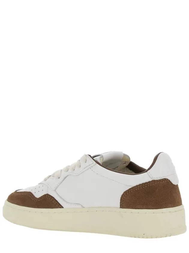 'Medalist' White Low Top Sneakers With Logo Detail In Leather And Suede Woman