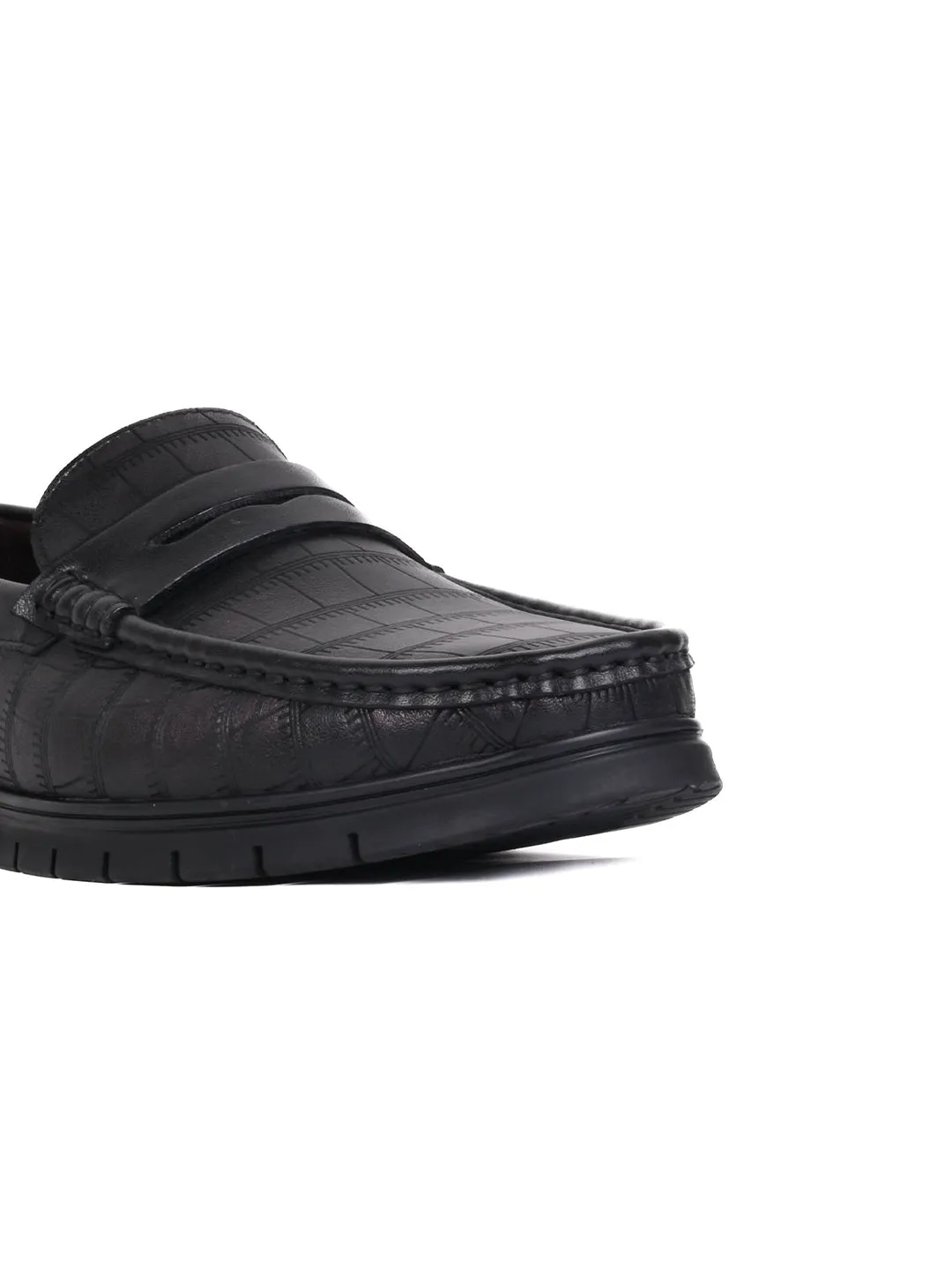 Men Black & Maroon Animal Print Loafers