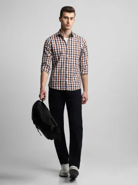 Men's Button Down Collar Slim Fit Checks Multicolour Casual Shirts