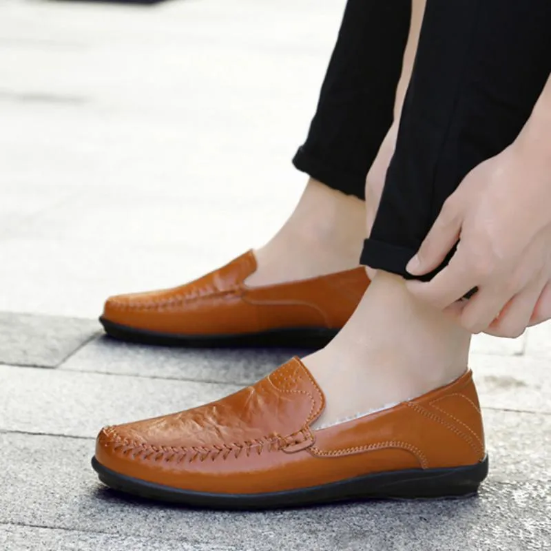 Men's Casual Genuine Leather Slip-Ons With Fur