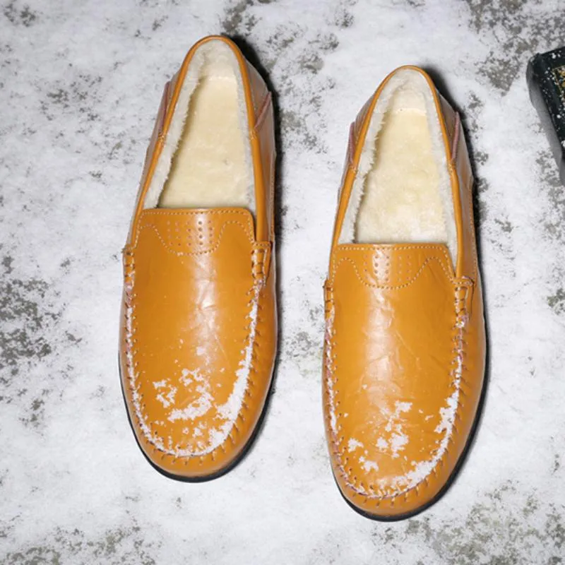 Men's Casual Genuine Leather Slip-Ons With Fur