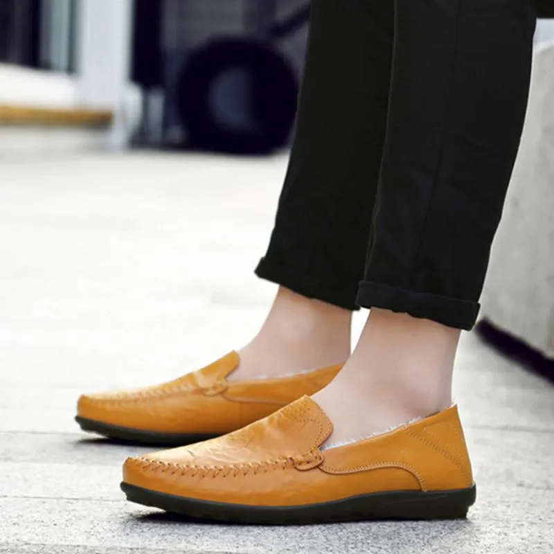 Men's Casual Genuine Leather Slip-Ons With Fur
