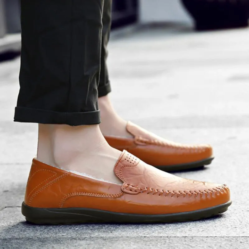Men's Casual Genuine Leather Slip-Ons With Fur