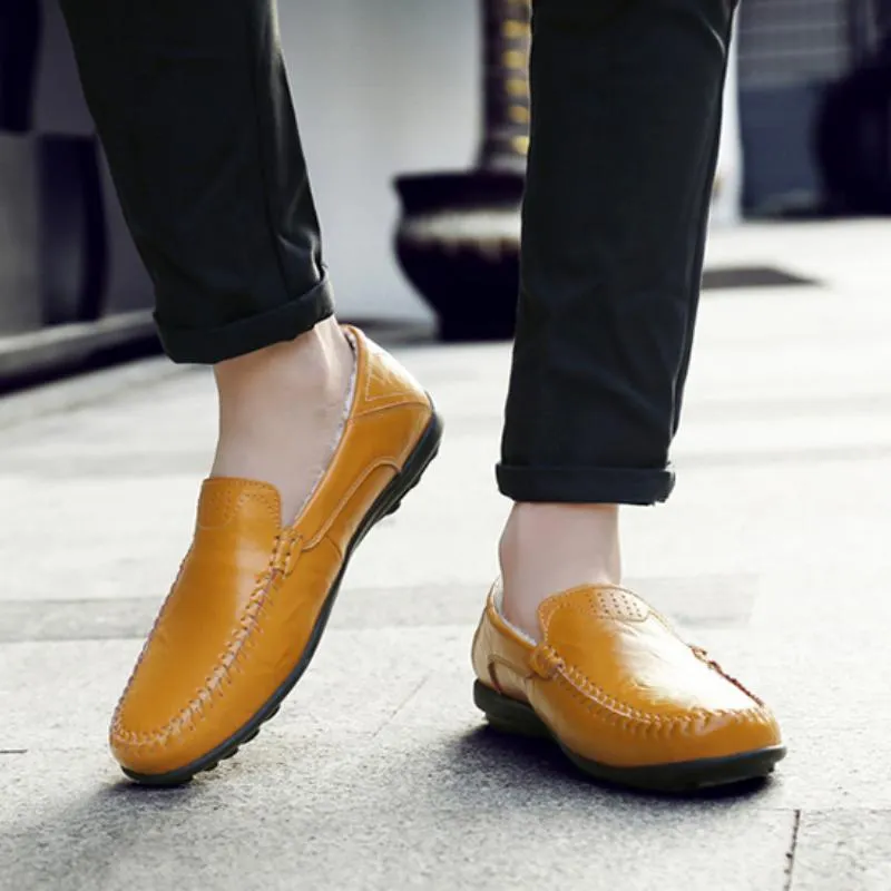 Men's Casual Genuine Leather Slip-Ons With Fur